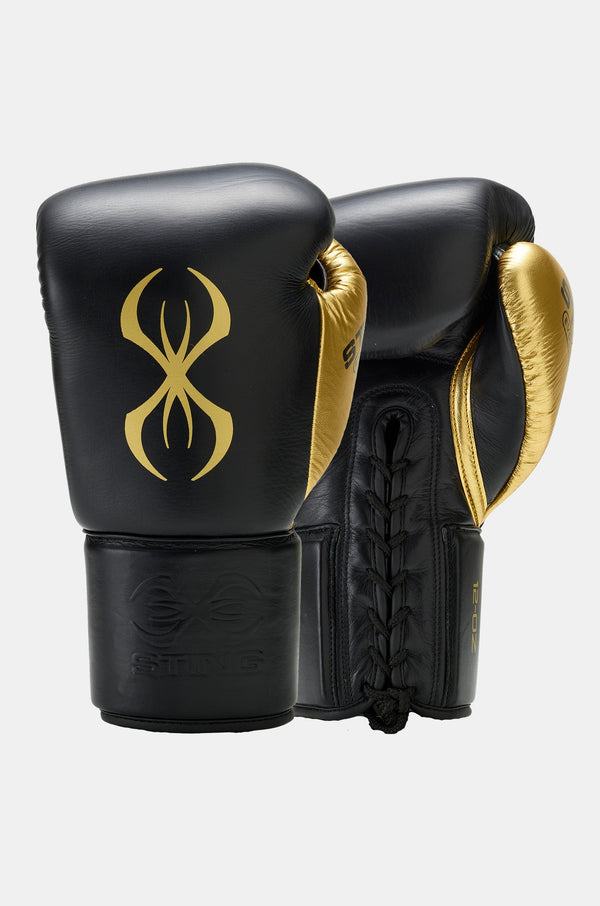 Black / Gold Evolution lace-up competition gloves