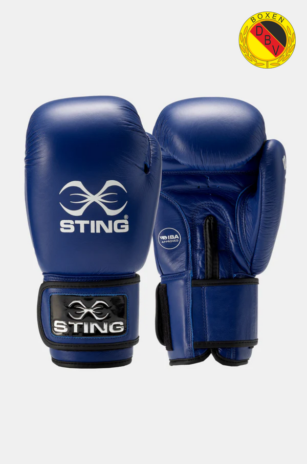 Gants de boxe de compétition Sting IBA avec marque de test DBV