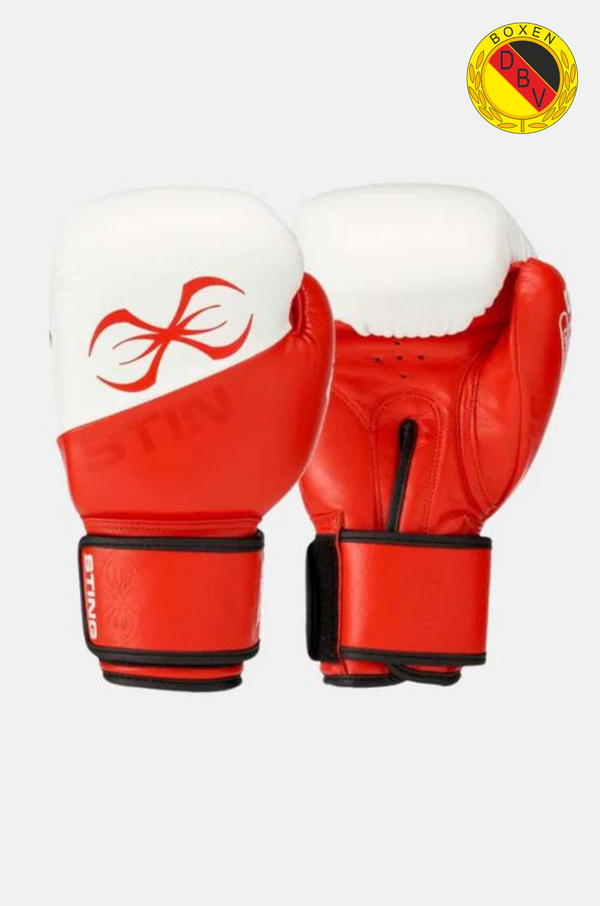 Sting Orion competition boxing gloves with DBV test mark